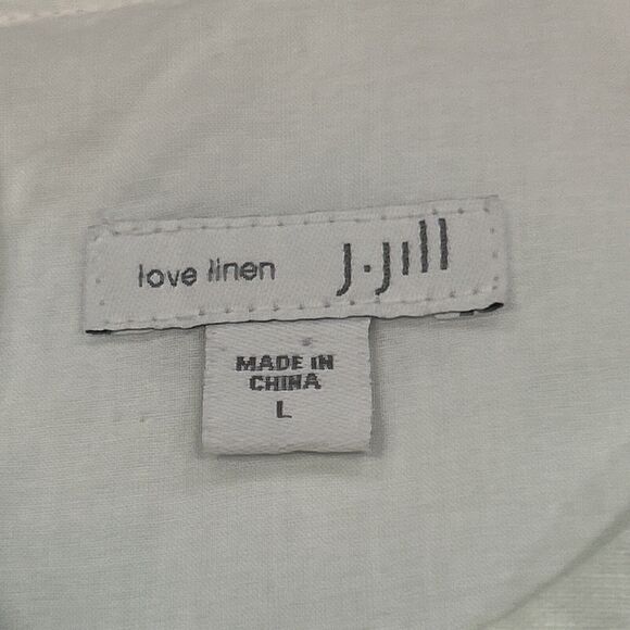 J. Jill Love Linen Dress Womens Large Palm Tree Sleeveless Pockets Tropical - Picture 4 of 8